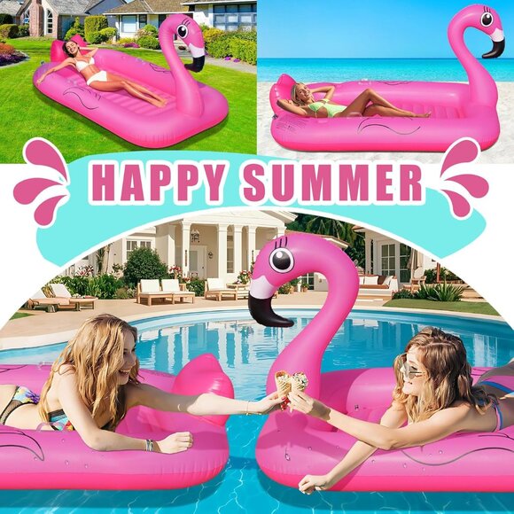 Flamingo Inflatable Tanning Pool Lounger Float, 2025 Large Pink Sunbathing Pool - Picture 7 of 8